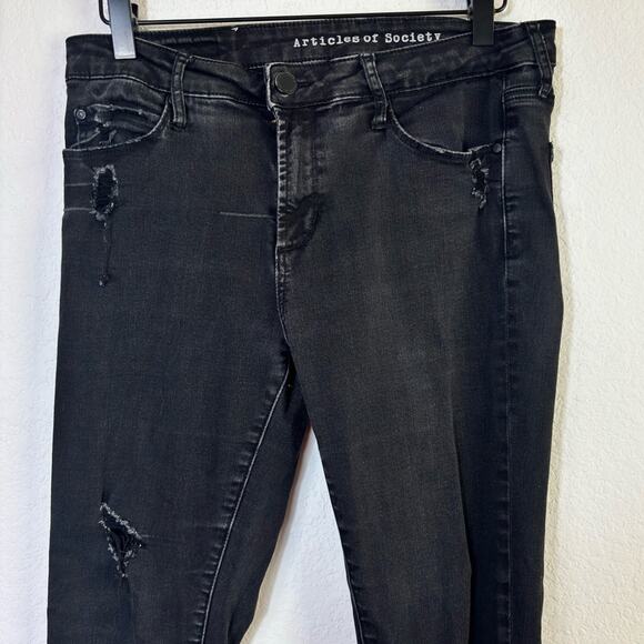 ARTICLES OF SOCIETY BLACK DISTRESSED WOMEN SKINNY JEANS SIZE 30 PANTS - Picture 4 of 6